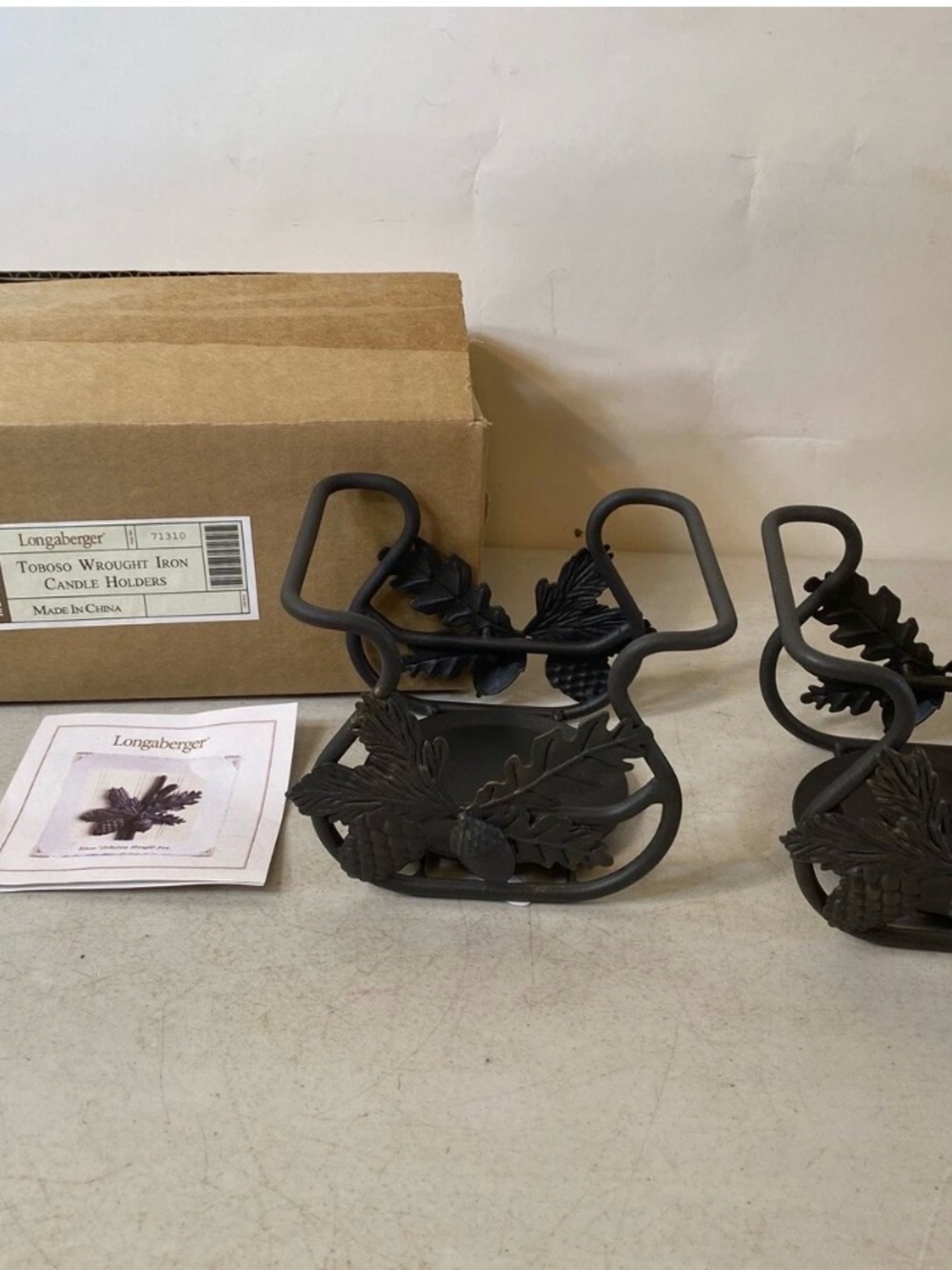 Longaberger Toboso Wrought iron Candle Holders Pair, NIB